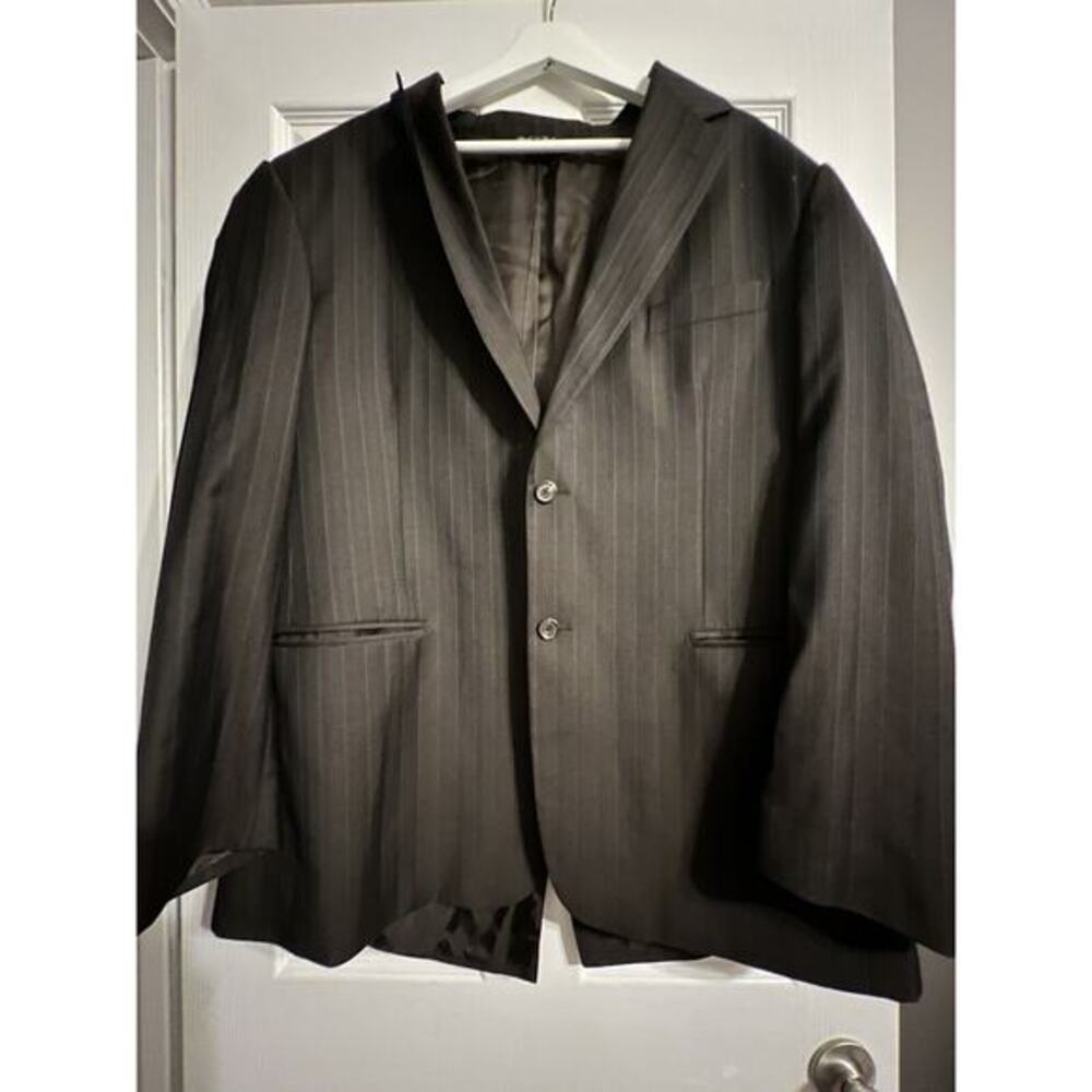 Zignone Made In Italy Mens Coat‎ Size 44 Dark Gray Striped
